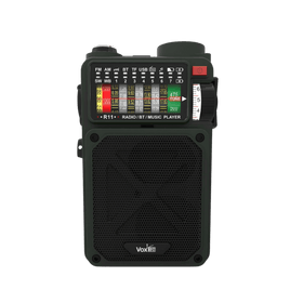 VOXL V012 compact solar hand crank emergency radio with USB charging and Bluetooth music
