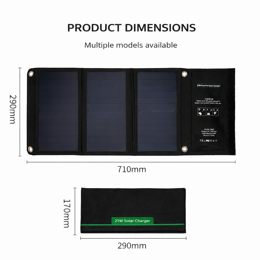 Voxl V21W5V 21W Foldable Solar Panel Charger | Dual USB