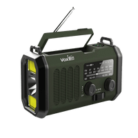 VOXL V330 emergency radio with 10000mAh battery solar hand crank USB charging for survival
