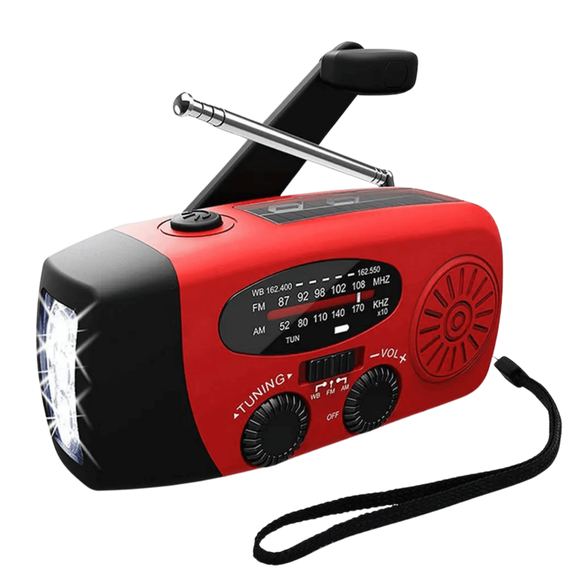 compact radio with solar and hand crank