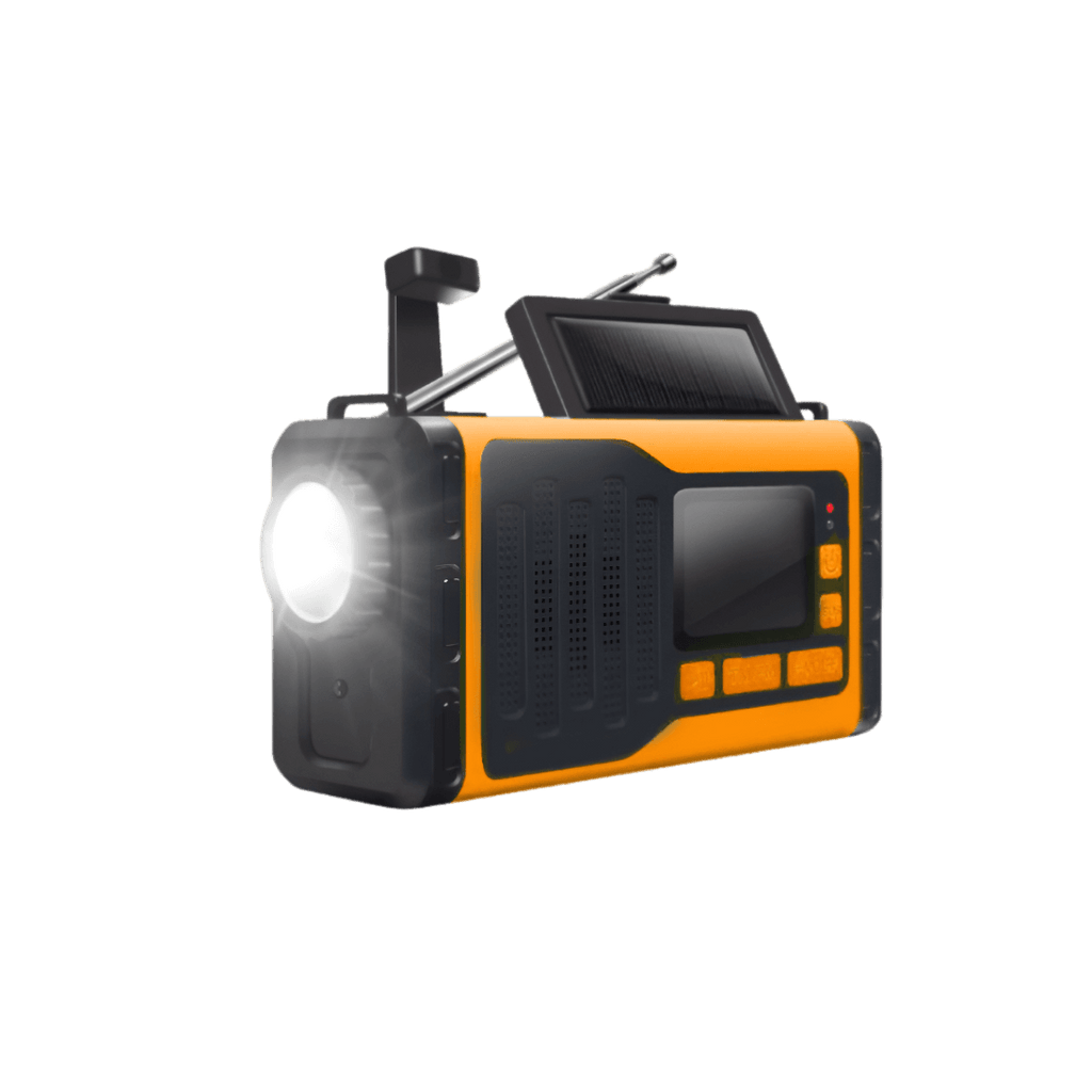 VOXL V16 waterproof IPX4 survival radio with SOS siren reading lamp and rugged ABS body