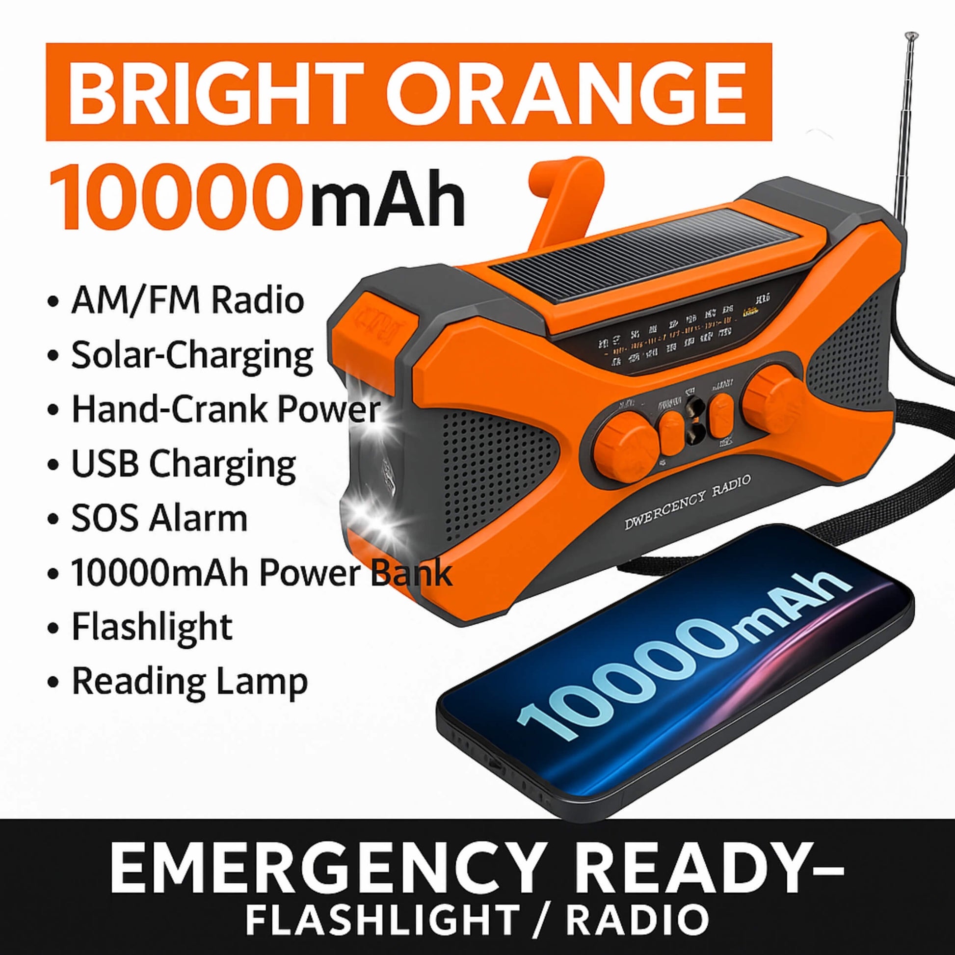 Hand crank radio top-up 5 V 400 mA