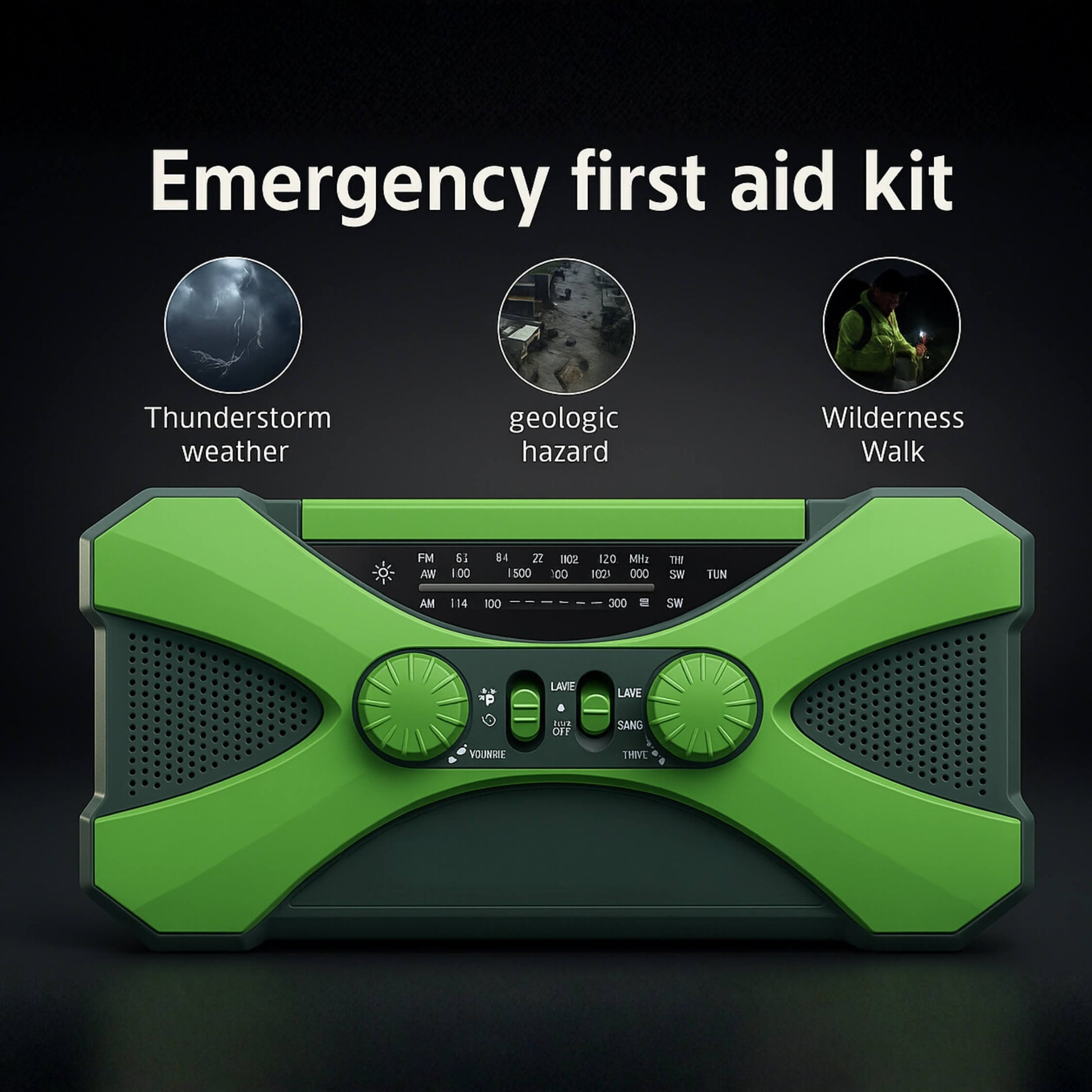 Portable emergency radio for blackouts and camping