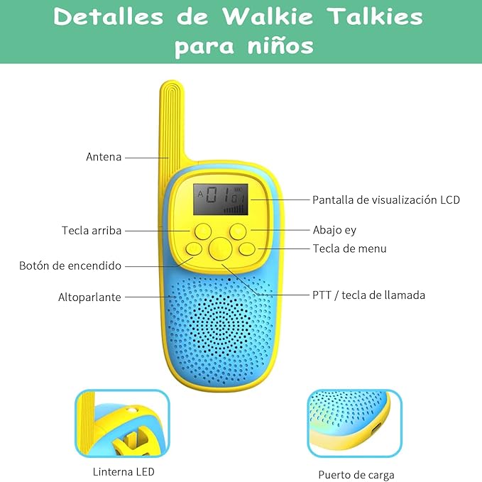 V021 Kids Walkie Talkies 0.5W | Rechargeable Two-Way Radios
