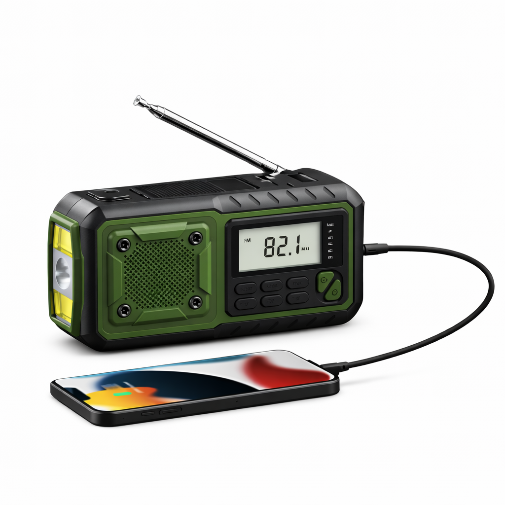 V376 Solar Hand Crank Emergency Radio - Power, Light, and Alerts