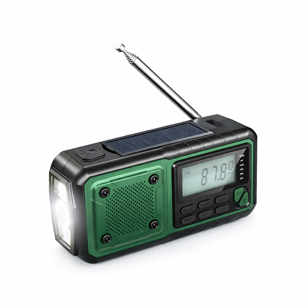 V376 Solar Hand Crank Emergency Radio - Power, Light, and Alerts