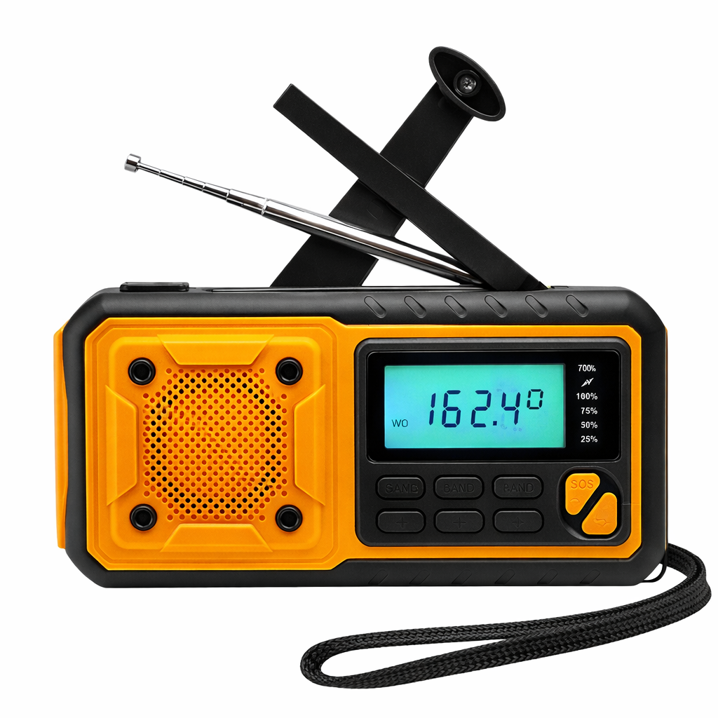 V376 Solar Hand Crank Emergency Radio - Power, Light, and Alerts