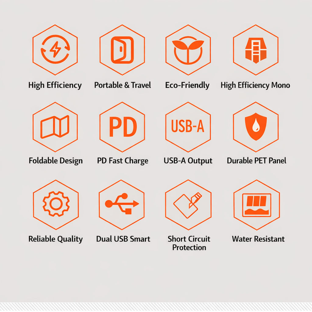 VOXL V42W6V Foldable Solar Panel Charger | 42W Portable Solar Charger