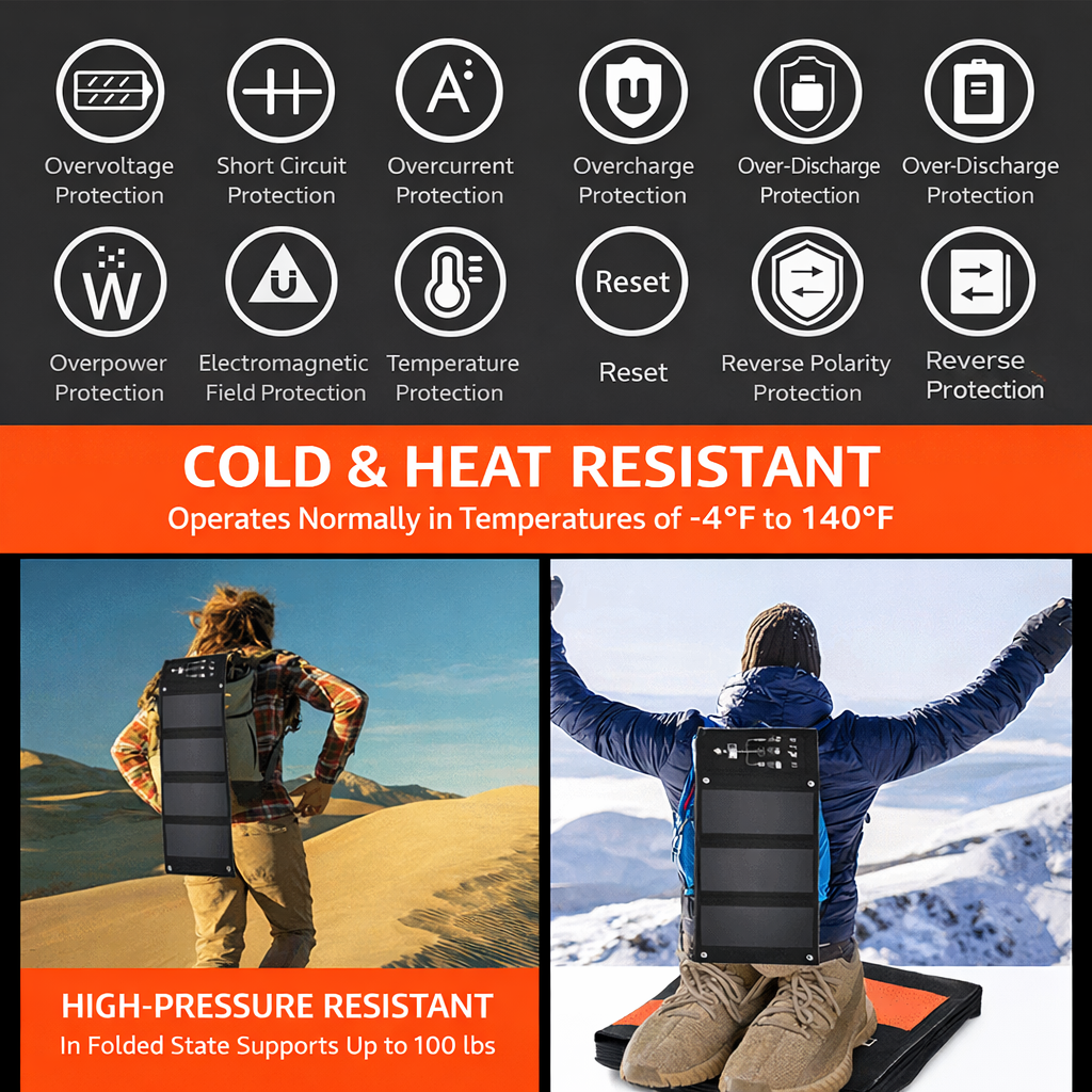 VOXL V42W6V Foldable Solar Panel Charger | 42W Portable Solar Charger