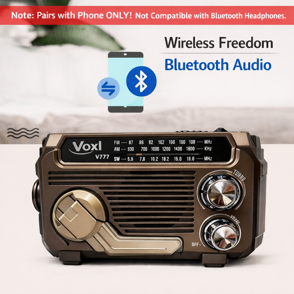 Voxl V777 3W AM/FM/SW Portable Radio w/ Bluetooth, USB & TF