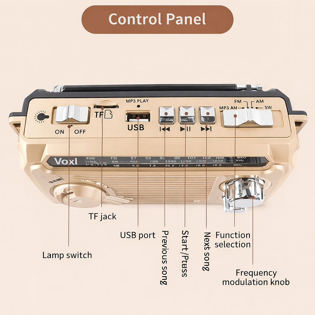 Voxl V777 3W AM/FM/SW Portable Radio w/ Bluetooth, USB & TF