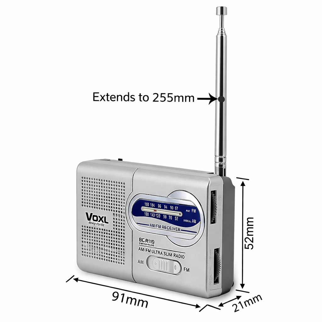 Voxl BC-R119 Pocket AM/FM Radio | AA Battery Portable Radio