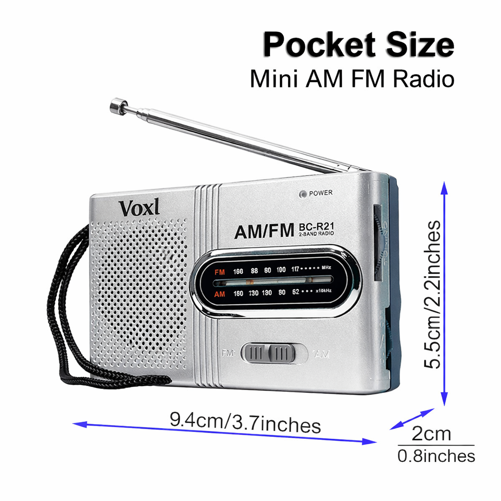 Voxl BC-R21 Mini AM/FM Portable Radio with Headphone Jack