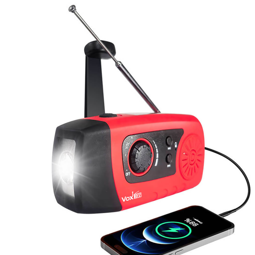 VOXL V029 emergency weather radio lightweight survival tool for storms blackouts camping and hiking
