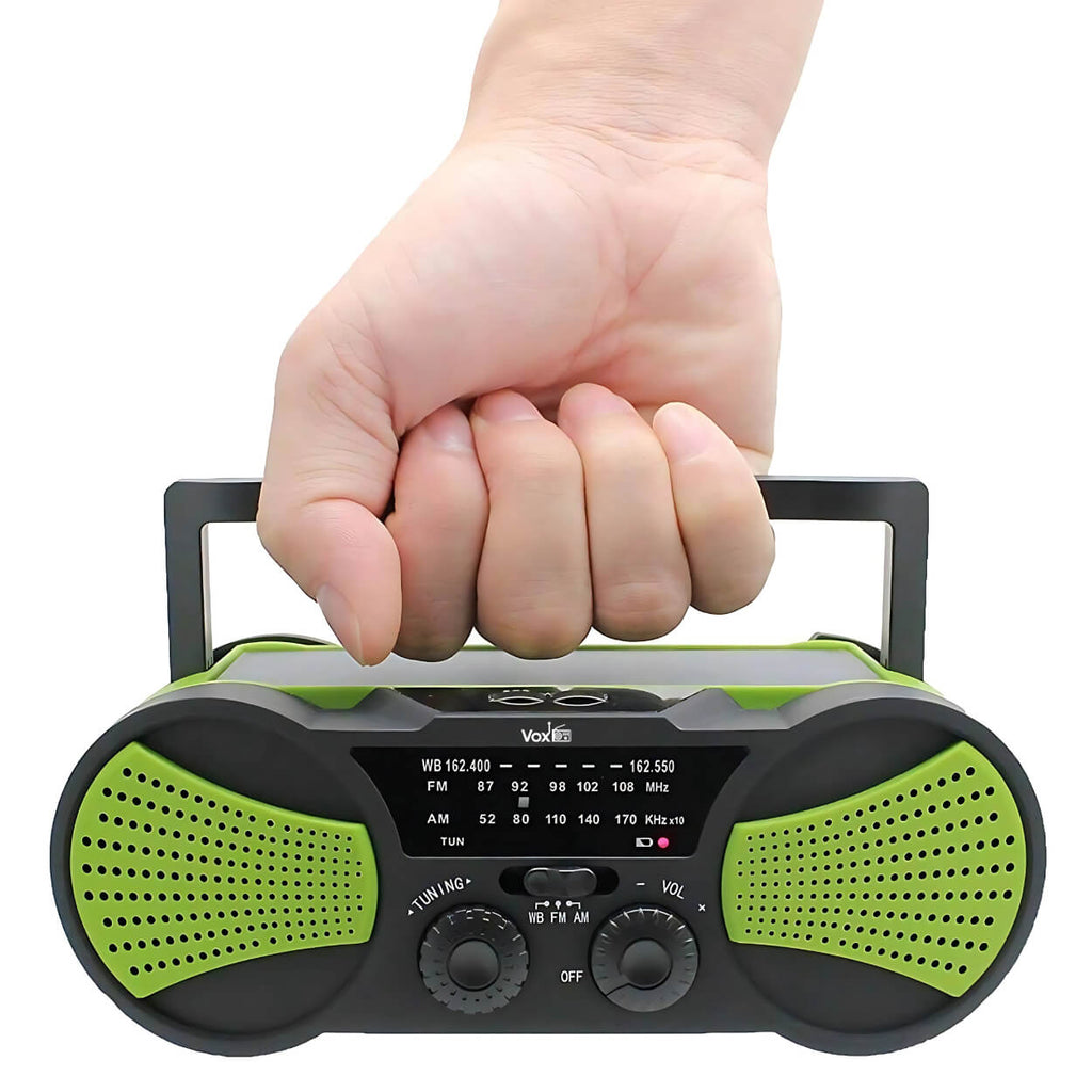 VOXL V033 everyday backup survival radio with AM FM WB reception and rechargeable battery