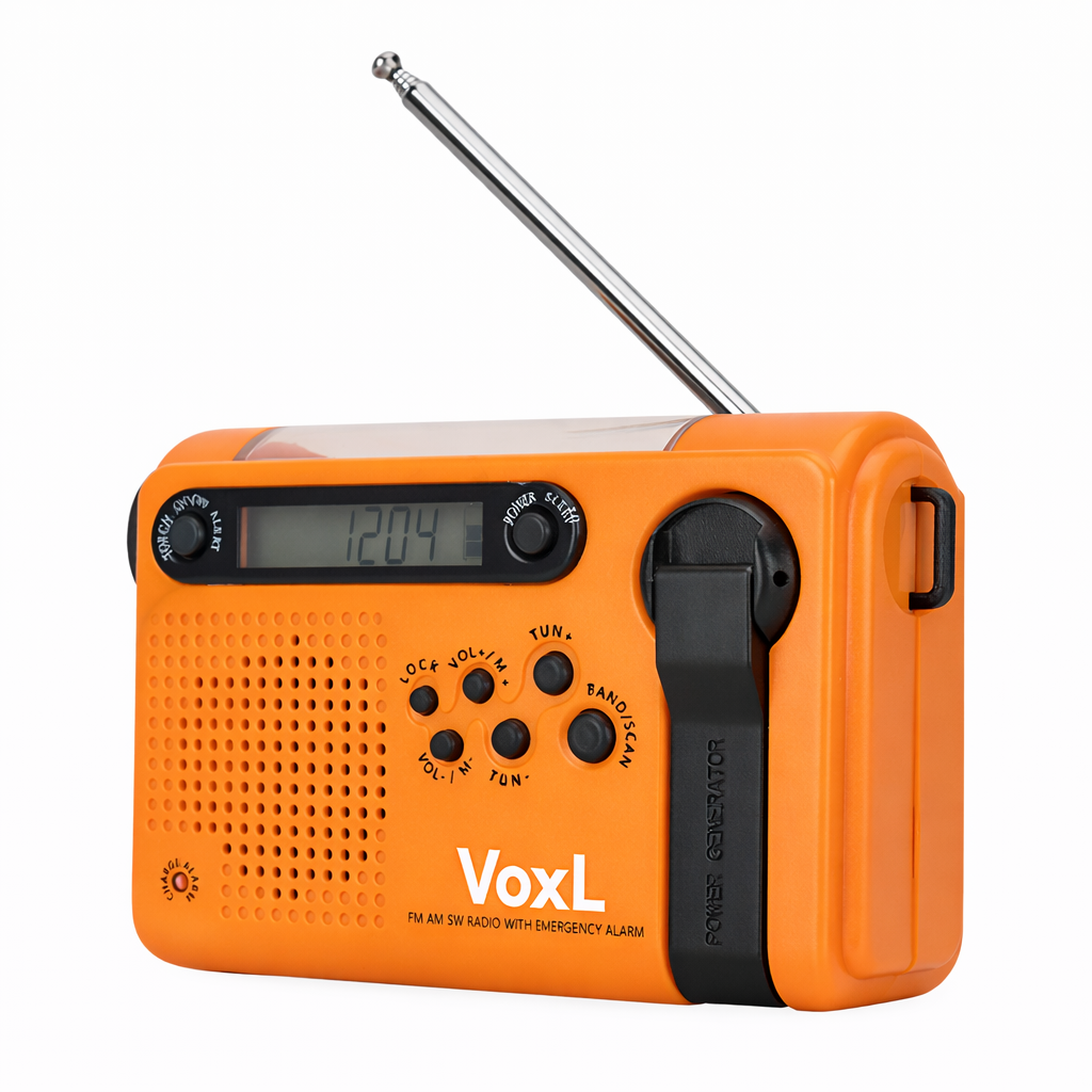 Voxl V900 Emergency Weather Radio (Hand Crank + Solar + USB-C) with 4000mAh Power Bank
