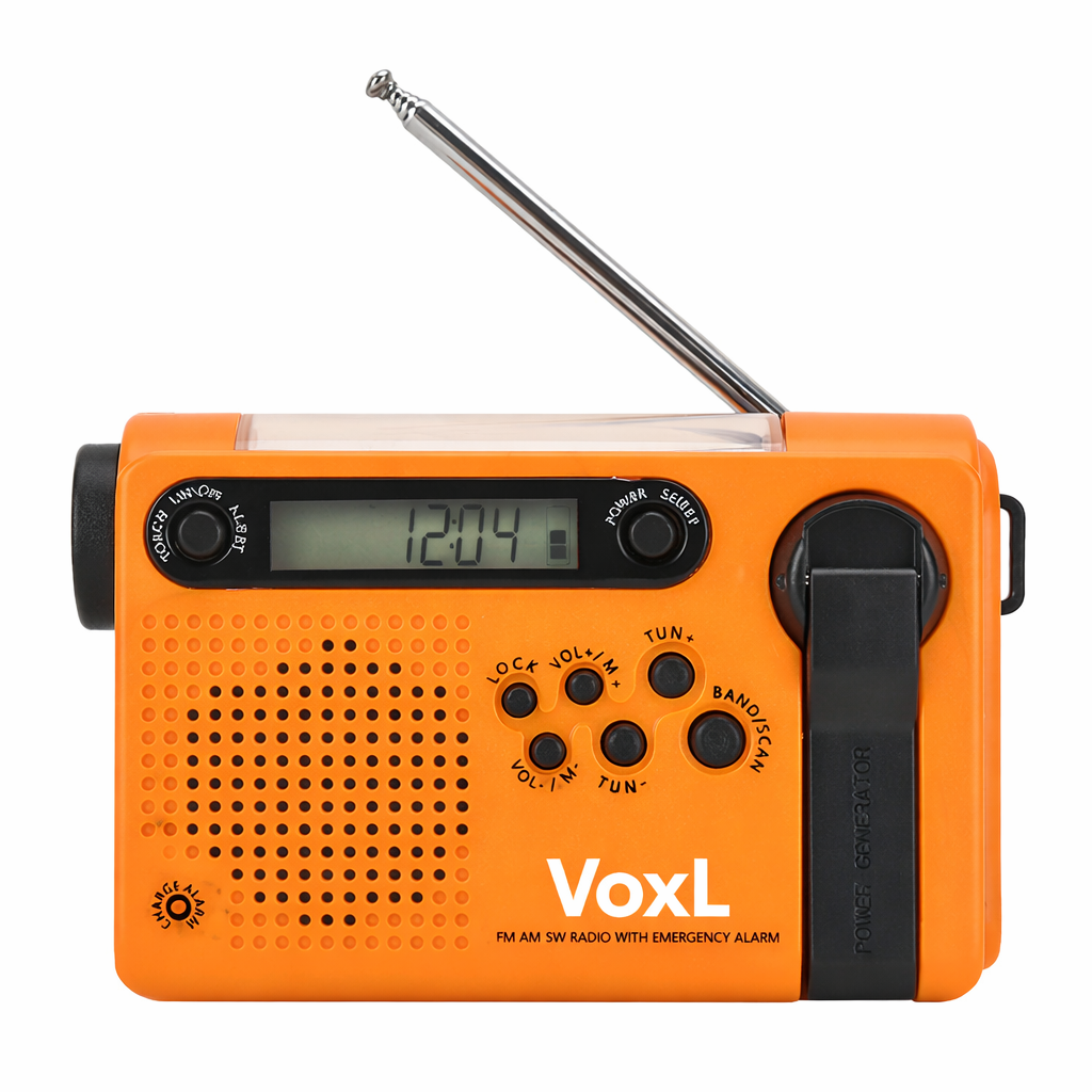 Voxl V900 Emergency Weather Radio (Hand Crank + Solar + USB-C) with 4000mAh Power Bank